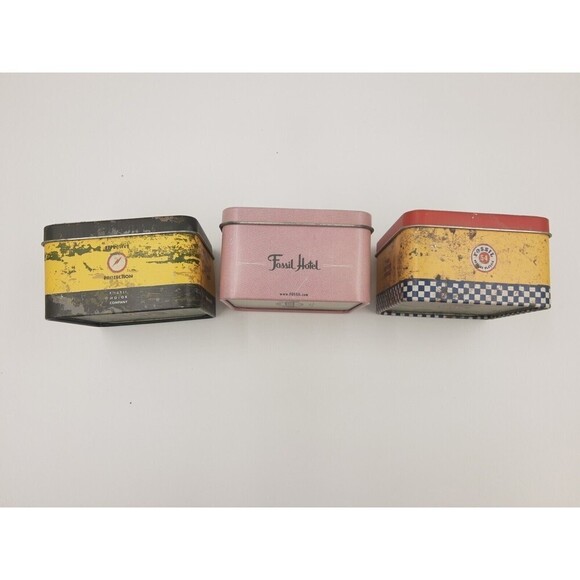 Fossil Watch collector Metal Tin Can Cases Authentic Hotel Pink Multi gra… - Picture 6 of 7